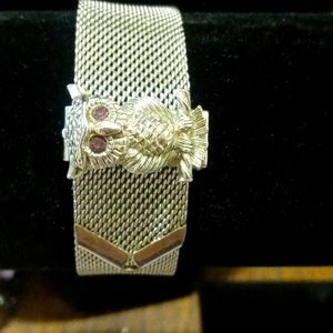 Sara Coventry Silvertone Mesh Owl clasp Bracelet